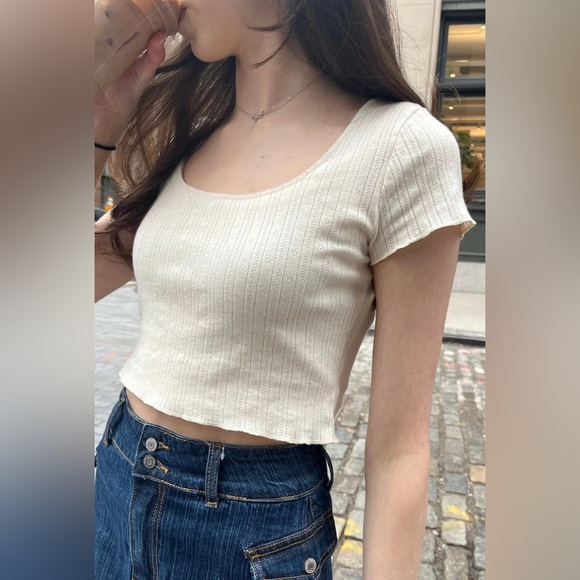 Brandy Melville Tops Brandy Melville Cream Mckenna Eyelet Top